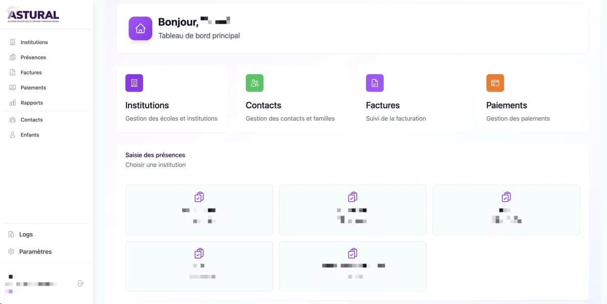 Application de gestion des repas pour Astural