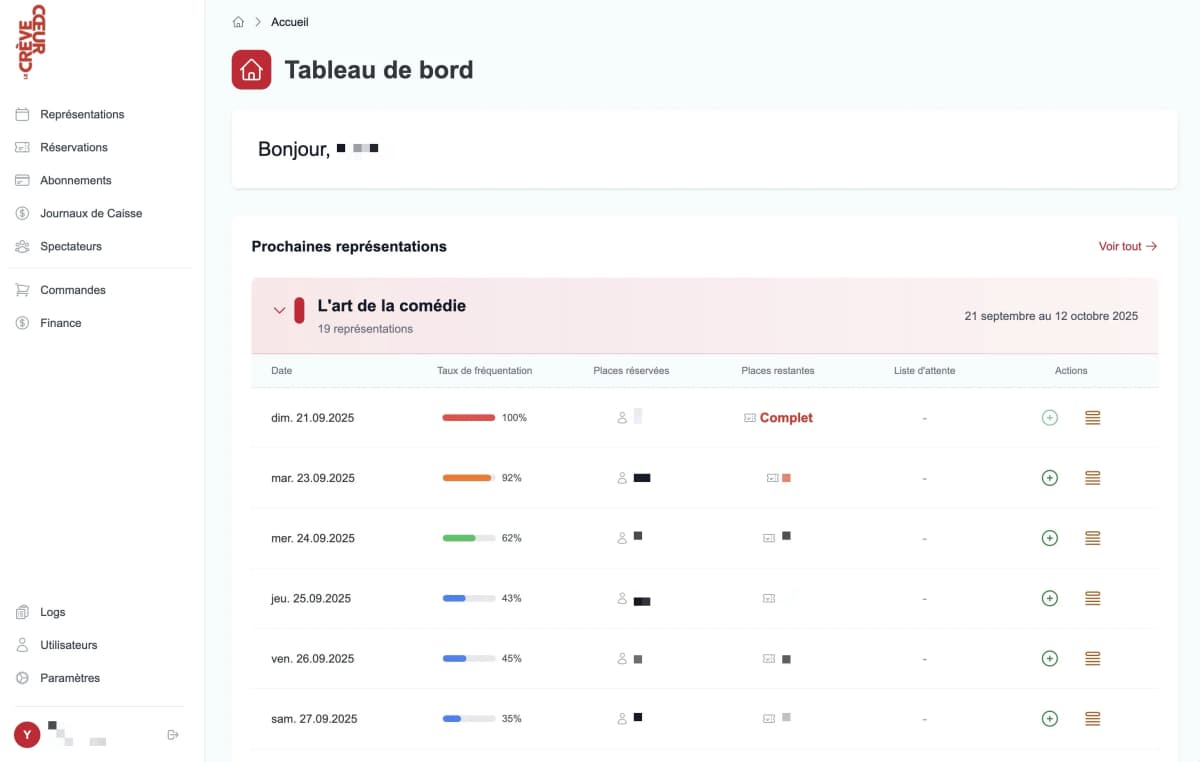 Application de gestion complète du Théâtre le Crève-Cœur